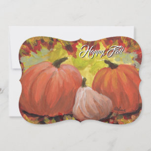 Thanksgiving Pumpkins #2 Fall Autumn Leaves Holiday Card