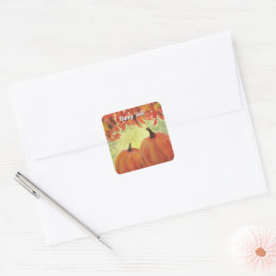 Thanksgiving Pumpkins #3 Fall Autumn Leaves Square Sticker