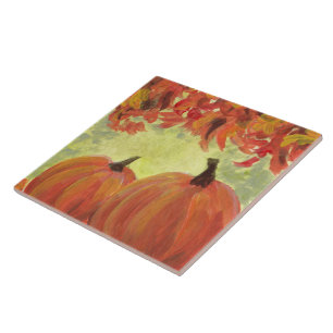 Thanksgiving Pumpkins #3 Fall Autumn Leaves Tile