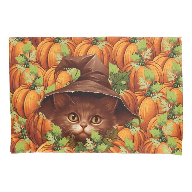 THANKSGIVING PUMPKINS CUTE CAT PILLOWCASE (Front)