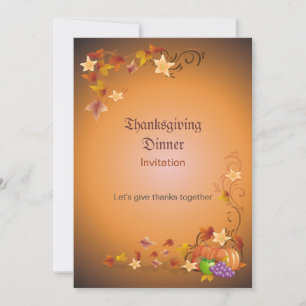 Thanksgiving Pumpkins Fruits Leaves Classic Invitation