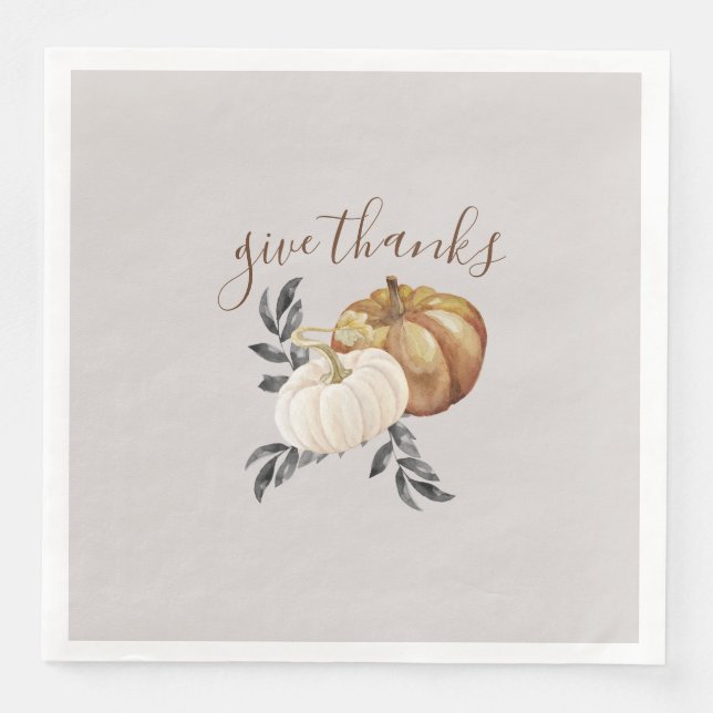 Thanksgiving Pumpkins Give Thanks Dinner Napkin (Front)