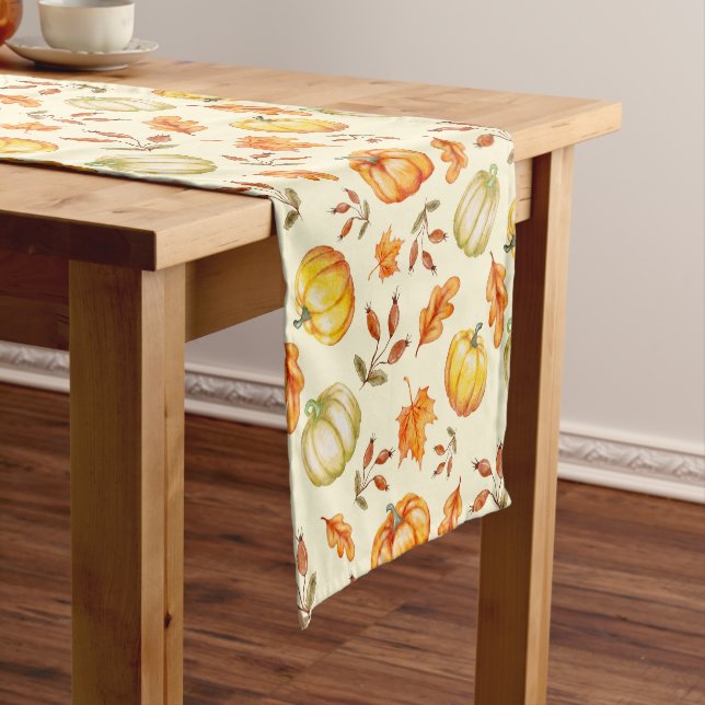 Thanksgiving Pumpkins Leaves Cloth Table Runner (In Situ)