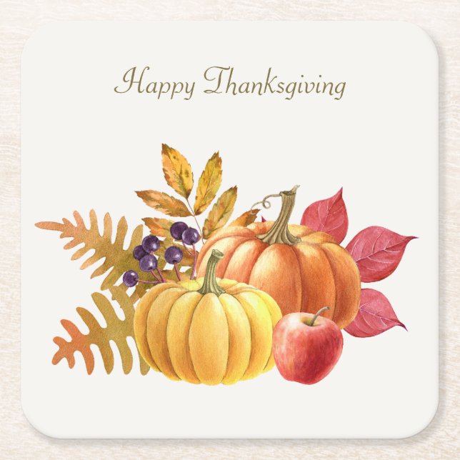 Thanksgiving Pumpkins Paper Coaster (Front)