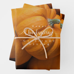 Thanksgiving Pumpkins Photo Wrapping Paper Sheet