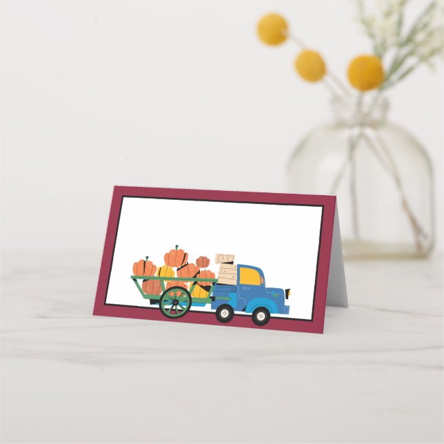 Thanksgiving Pumpkins | Write In Your Guest's Name Place Card (Front)
