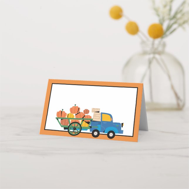 Thanksgiving Pumpkins | Write In Your Guest's Name Place Card (Front)