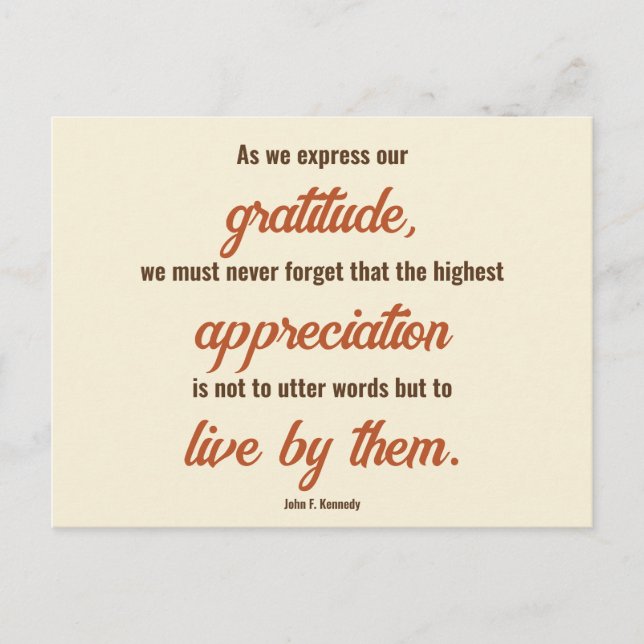 Thanksgiving Quote by John F. Kennedy 2-sided Postcard (Front)