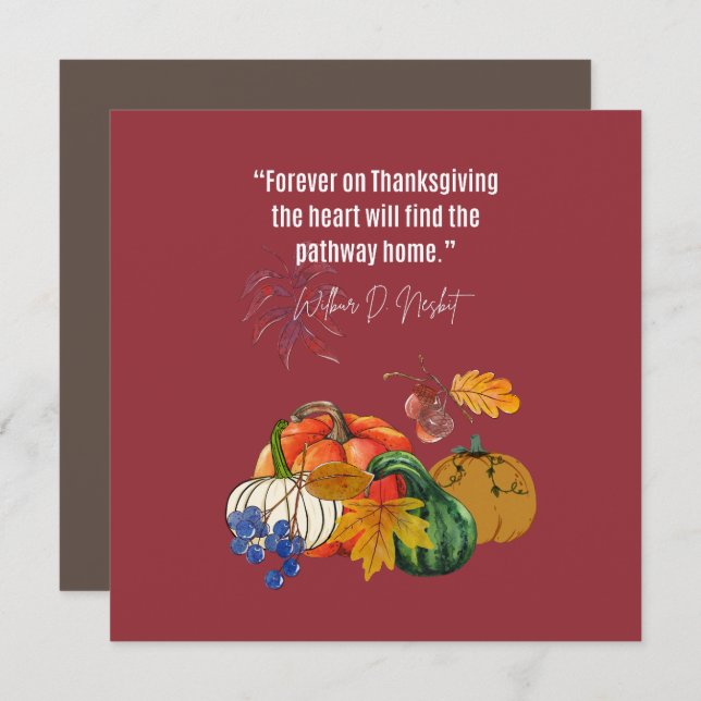 Thanksgiving Quote- Gratitude, Joy and Happiness Invitation (Front/Back)
