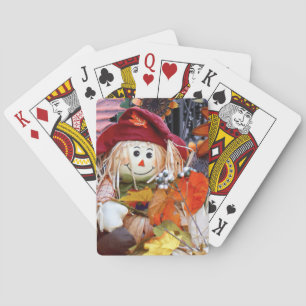 Thanksgiving Rag Doll Amongst Autumn Harvest Scene Playing Cards