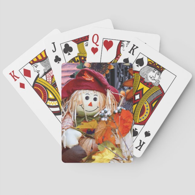 Thanksgiving Rag Doll Amongst Autumn Harvest Scene Playing Cards (Back)