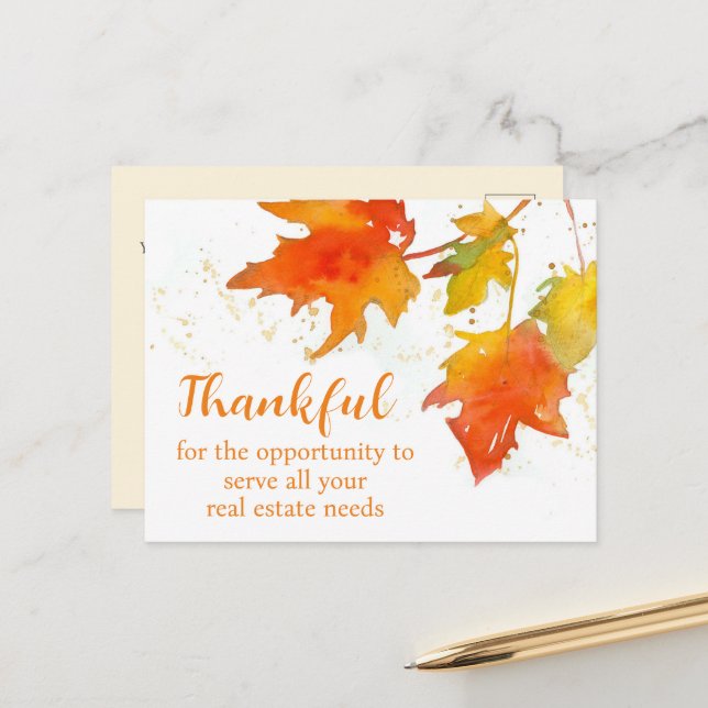 Thanksgiving Real Estate Agent Home Seller  Postcard (Front/Back In Situ)