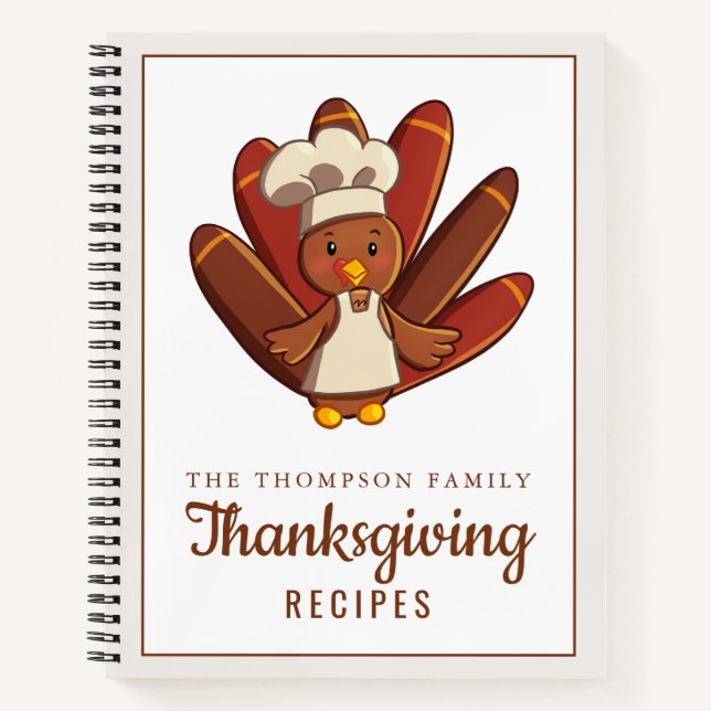 Thanksgiving Recipe Book Turkey Chef Personalised (Front)