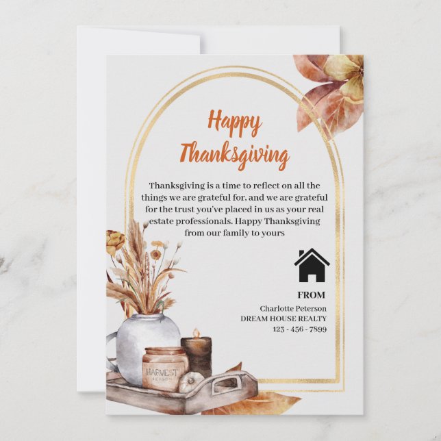 Thanksgiving Recipe Real Estate Realtor Pop By  Holiday Card (Front)