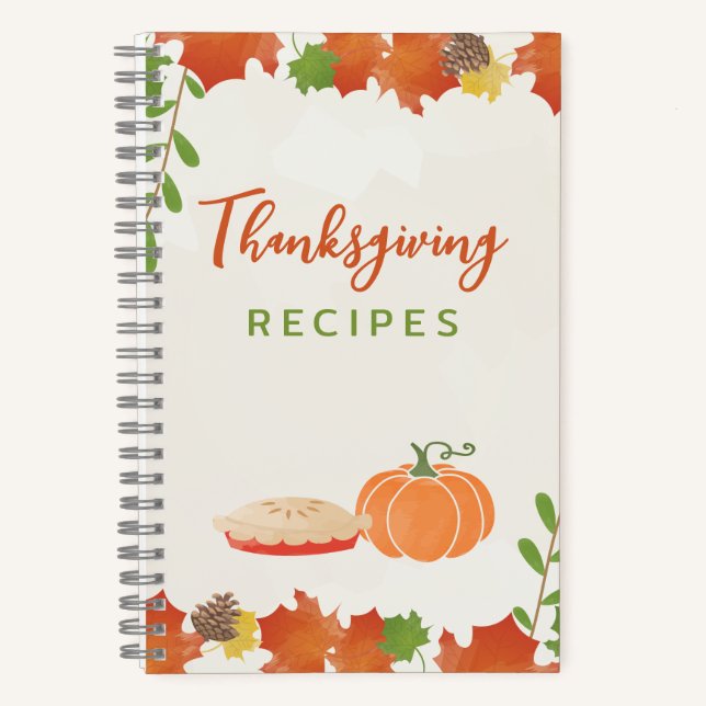 Thanksgiving Recipes Autumn Leaves Notebook (Front)