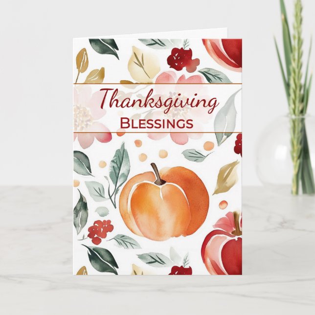 Thanksgiving Religious Blessed Autumn Pumpkin Card (Front)