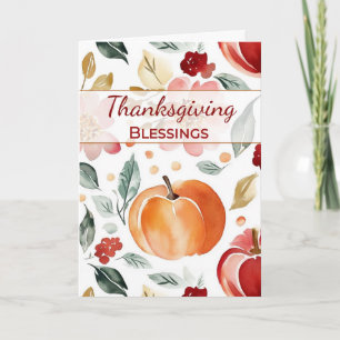 Thanksgiving Religious Blessed Autumn Pumpkin Card