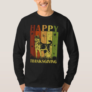Thanksgiving Retro Alaskan Malamute Dog Thanksgivi T-Shirt