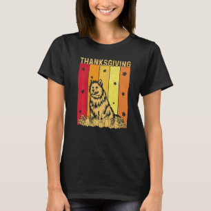 Thanksgiving Retro American Eskimo Dog Matching Fa T-Shirt