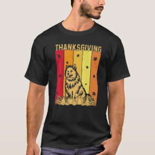 Thanksgiving Retro American Eskimo Dog Matching Fa T-Shirt