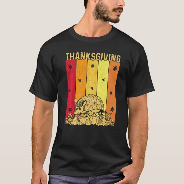 Thanksgiving Retro Armadillo Matching Family Pajam T-Shirt (Front)