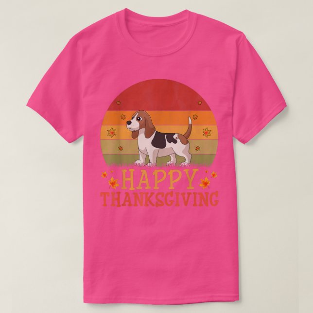 Thanksgiving Retro Basset Hound Dog Lover Thanksgi T-Shirt (Design Front)