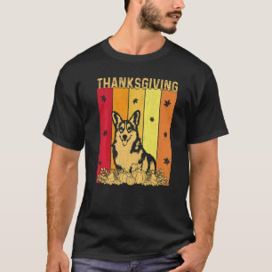 Thanksgiving Retro Corgi Dog Matching Family Pajam T-Shirt