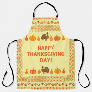 Thanksgiving: retro embroidered card design. apron