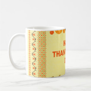 Thanksgiving: retro embroidered card design. coffee mug