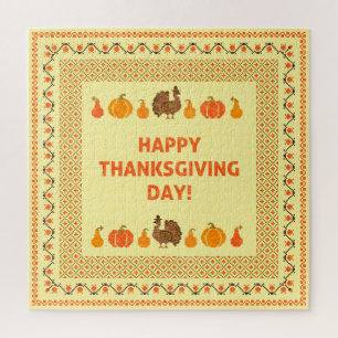 Thanksgiving: retro embroidered card design. jigsaw puzzle