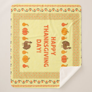 Thanksgiving: retro embroidered card design. sherpa blanket