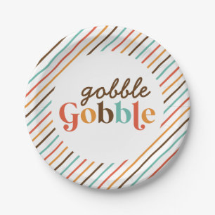 Thanksgiving Retro Gobble Gobble Paper Plates