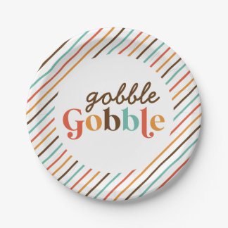 Thanksgiving Retro Gobble Gobble Paper Plates