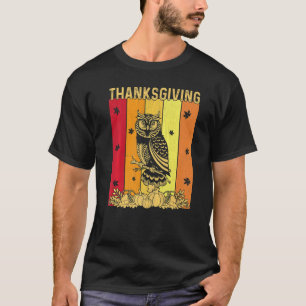 Thanksgiving Retro Owl Matching Family Pajamas T-Shirt