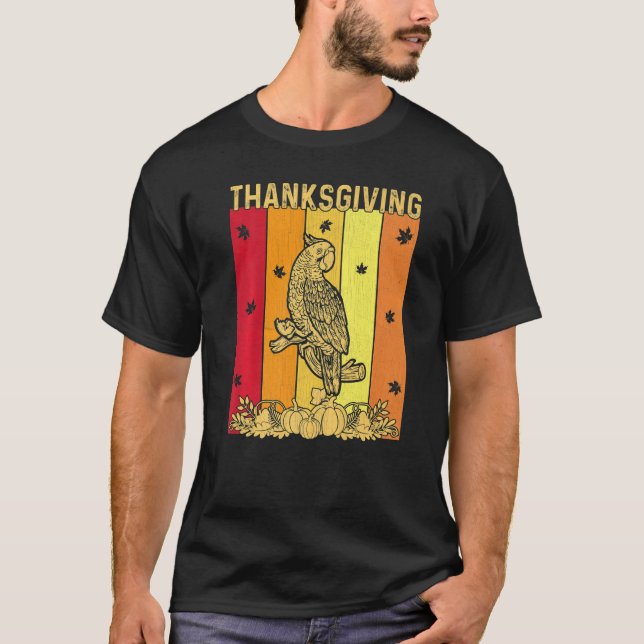 Thanksgiving Retro Parrot Matching Family Pajamas T-Shirt (Front)
