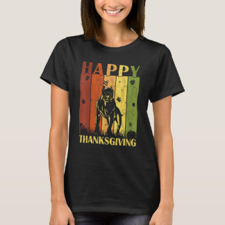 Thanksgiving Retro Pitbull Dog Thanksgiving Party T-Shirt