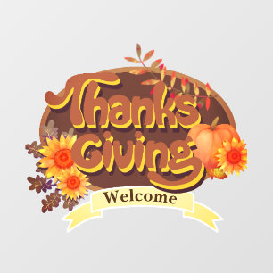 Thanksgiving Retro Plaid Window Cling