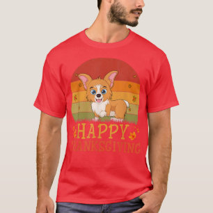 Thanksgiving Retro Style Corgi Dog Lovers Thanksgi T-Shirt