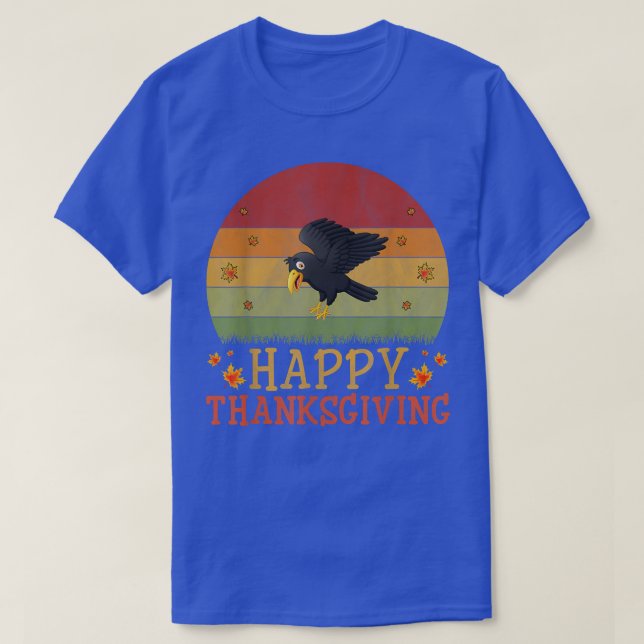 Thanksgiving Retro Style Raven Lovers Thanksgiving T-Shirt (Design Front)
