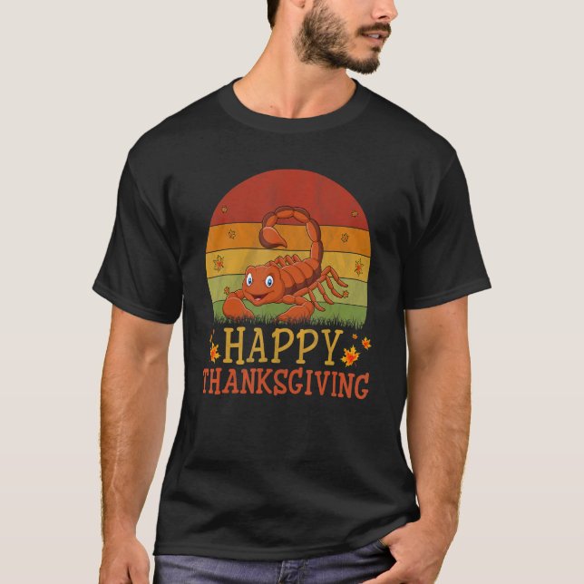 Thanksgiving Retro Style Scorpion Thanksgiving Par T-Shirt (Front)
