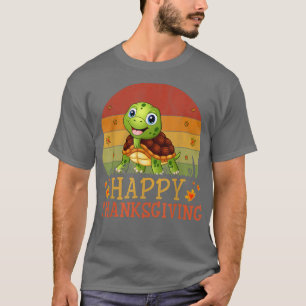 Thanksgiving Retro Style Turtle Lovers Thanksgivin T-Shirt