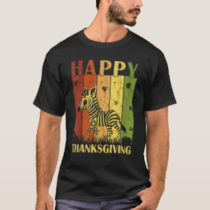 Thanksgiving Retro Zebra  Thanksgiving Party T-Shirt