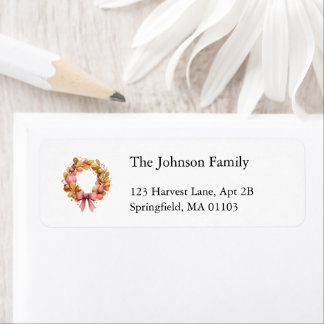 Thanksgiving Return Address Labels with Autumn Wre