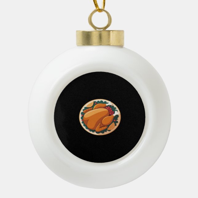 Thanksgiving Roast Turkey – Festive Holiday Feast  Ceramic Ball Christmas Ornament (Front)