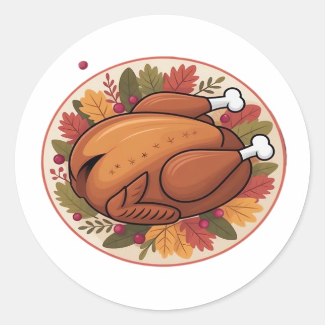 Thanksgiving Roast Turkey – Festive Holiday Feast  Classic Round Sticker (Front)