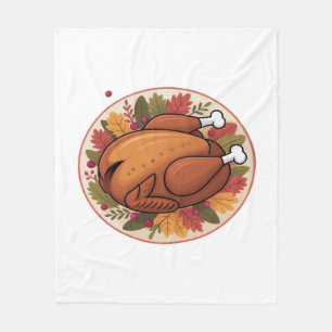 Thanksgiving Roast Turkey – Festive Holiday Feast  Fleece Blanket
