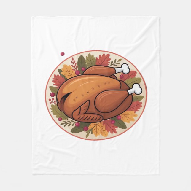 Thanksgiving Roast Turkey – Festive Holiday Feast  Fleece Blanket (Front)