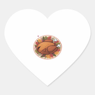 Thanksgiving Roast Turkey – Festive Holiday Feast Heart Sticker