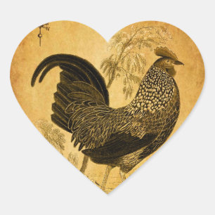 Thanksgiving Rooster Heart Sticker