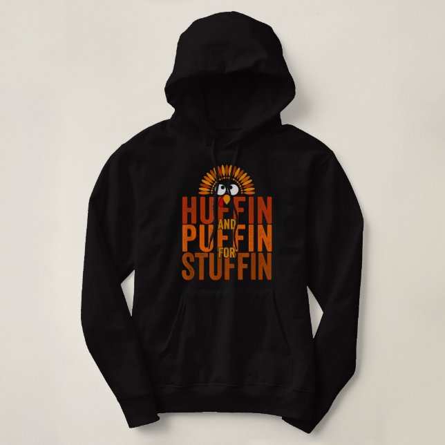 Thanksgiving Run Turkey Trot - Huffin and Puffin f Hoodie (Design Front)